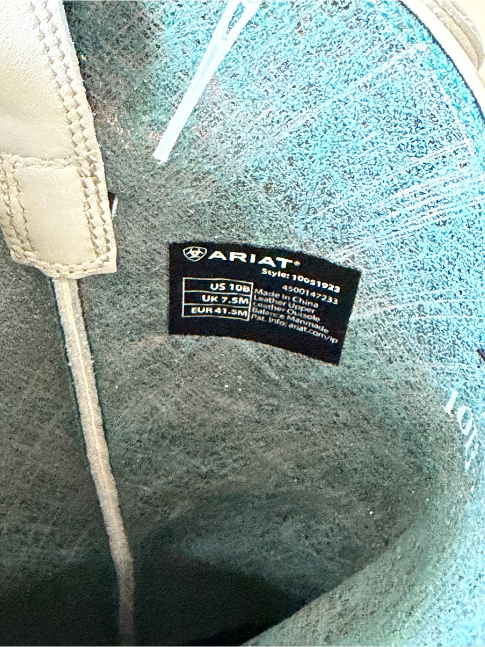 Ariat White Cowboy Boots with Teal Inlay NWT - Picture 4 of 5